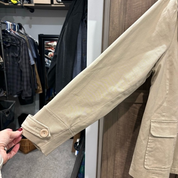 CJ Banks Crop Trench Coat size X (14W) Beige - Picture 5 of 10